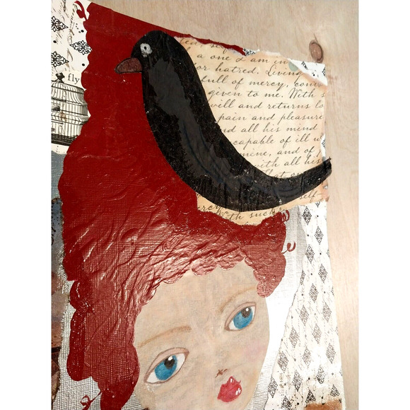 Original Mixed Media Painting Art Print "Caged" Signed by Artist - Picture 8 of 10